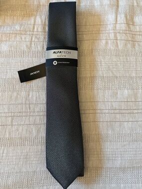 Alfani Alfatech Slim Textured Charcoal Tie